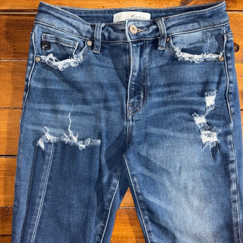 Kancan Jeans Women Juniors 1 (Fits 26x28) Blue Denim Distressed‎ Skinny KC8563D